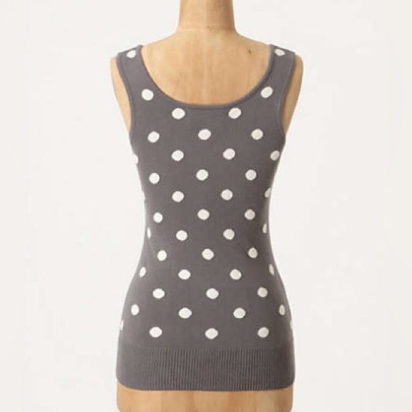 ANTHROPOLOGIE / BARASCHI Gray & White Polk Dot Strapy Knit Tank - Sz M - Picture 2 of 11